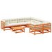 vidaXL 9-delige Loungeset met kussens, massief grenenhout, wasbruin