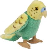 Ravensden Pluche Grasparkiet knuffel - groen/geel - 15 cm