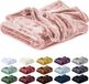 Lavea® Fleece Deken 220x240 cm – 2-persoons, Zacht – Warme Woondeken van Pluizige Microvezel voor Bank en Bed, Ademend en Wasbaar – Poederroze