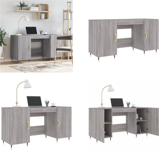 vidaXL Bureau 140x50x75 cm Bewerkt Hout Grijs Sonoma Eikenkleurig