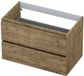 INK Onderkast 2 Laden Greeploos met Houten Keerlijst - 800x450x520 Mm - Naturel Eiken