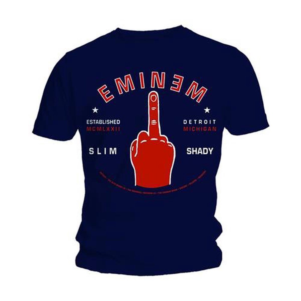 Rocks-Off Eminem Heren Tshirt -M- Detroit Finger Blauw