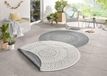 Tapis rond, réversible, résistant à l'eau, motif mandala, 140 cm, gris/crème