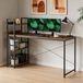 DUMOS Bureau, computertafel, bureautafel met hoofdtelefoonhouder en opbergtas, klein bureau, werkkamer, hout, pc-tafel, kantoortafel voor thuiskantoor