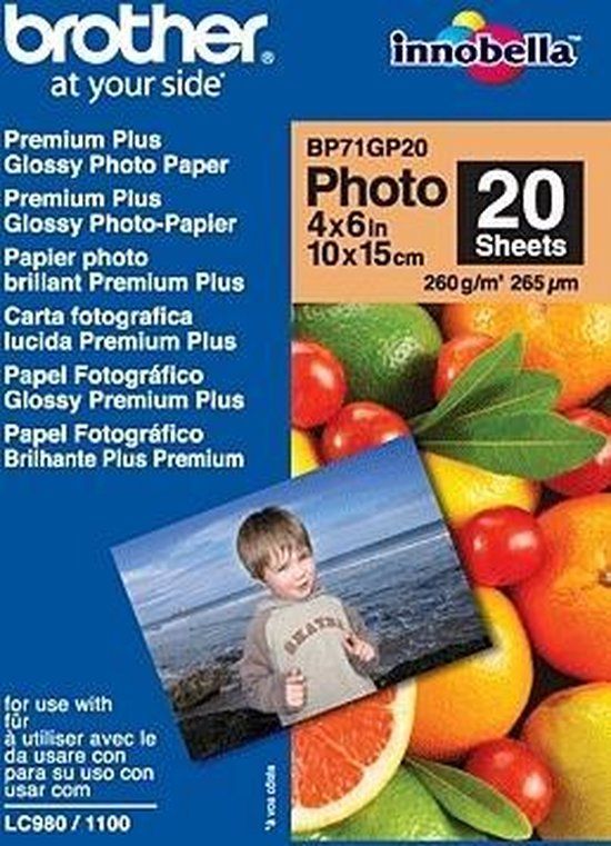 Brother BP71GP20 Premium Glossy Photo Paper - White