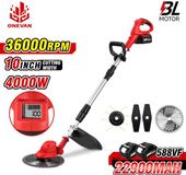 Sans marque Tondeuse - Coupe-bordure - Incl 2 Batteries & Chargeur - Désherbeuse - Faucheuse - Faucheuse inclinable - Rouge