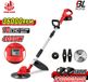 Sans marque Tondeuse - Coupe-bordure - Incl 2 Batteries & Chargeur - Désherbeuse - Faucheuse - Faucheuse inclinable - Rouge