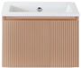 BES LED Frozen 3D Badmeubelset 60 cm - Greeplijst in Kleur - Peach - Keramische Wastafel Wit Zonder Kraangat