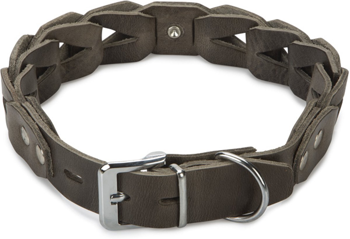 Beeztees Connex - Hondenhalsband - Leer - Grijs - 60cm x 30mm