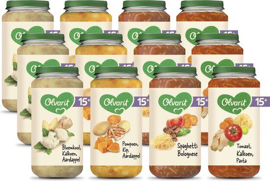Olvarit Variatiemenu Babymaaltijd 15+ Maanden - 12 x 250g