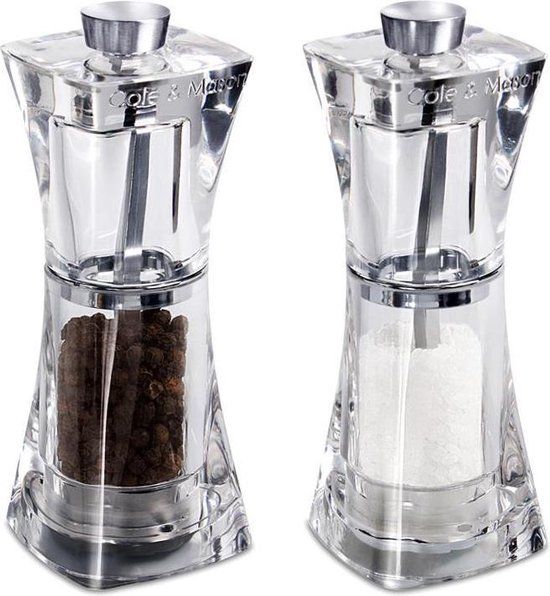 Cole & Mason Crystal Peper- en Zoutmolenset - Transparant - 12.5 cm