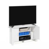 Furinno TV Stand Entertainment Center, Engineered Wood, White