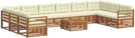 vidaXL Bank loungeset 10 zitplaatsen Natuurlijk et crème Acacia massif