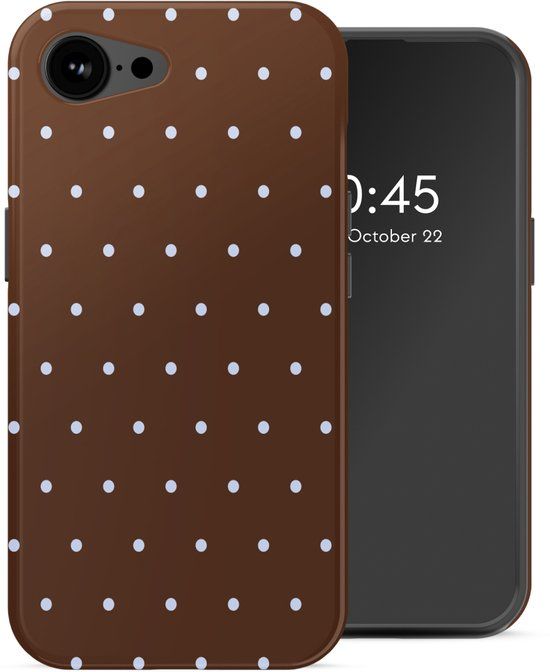 Selencia Hoesje - Geschikt voor Apple iPhone 17e / 16e - Backcover geschikt voor MagSafe - Happy Dots Chocolate