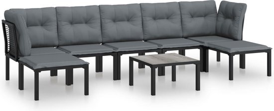 vidaXL 8-delige Loungeset poly rattan zwart en grijs