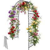 Relaxdays metalen rozenboog, HxBxD: 240 x 140 x 50 cm, zwart