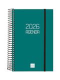 Finocam Platte cocktailkalender 2026, weekoverzicht, januari 2026 - december 2026, 12 maanden, blauw, Spaans