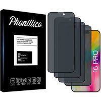 Phonillico® Gehard glas voor iPhone 16 PRO [Pack 4] Zwarte anti-spionagefilm Glazen schermbescherming