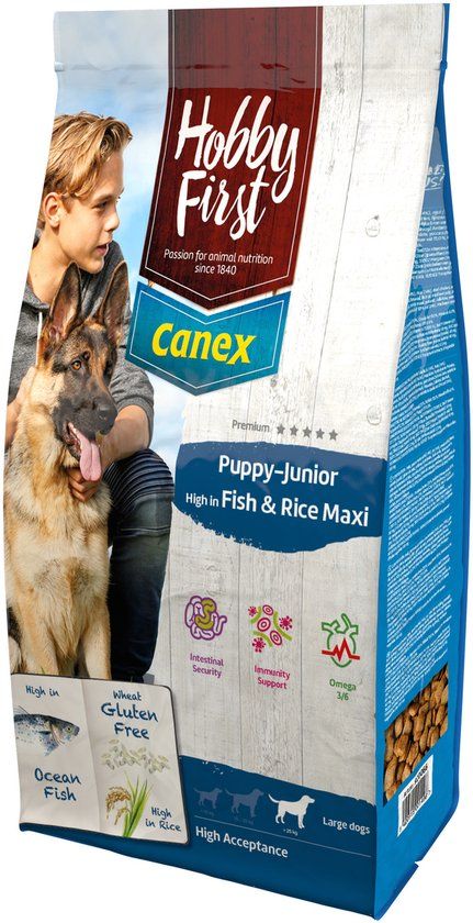 Hobbyfirst canex puppy/junior brocks rich in fish & rice maxi hondenvoer 12 kg