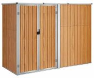 Abri de jardin - Abri à outils en acier galvanisé - 225x89x161 cm - Étanche - Métal avec cadre en plastique - Marron