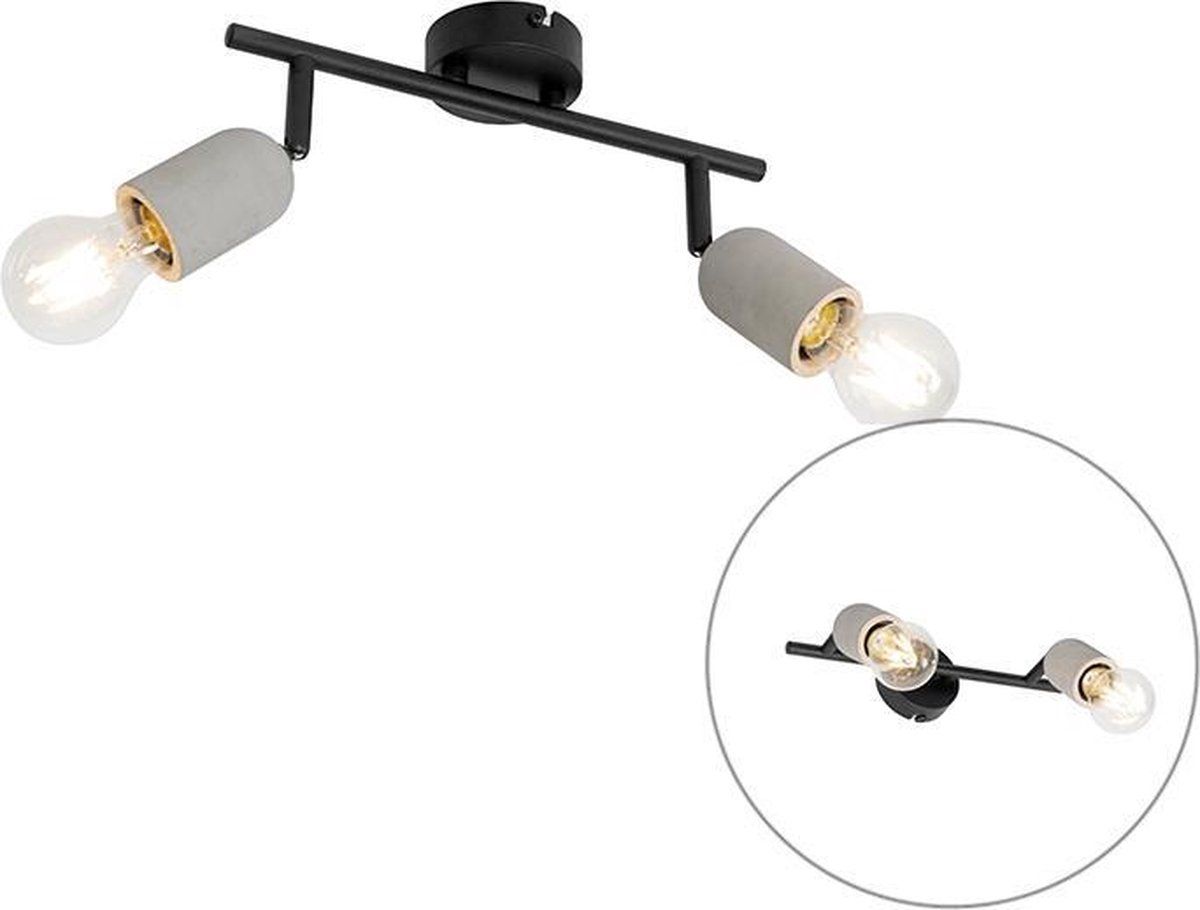 QAZQA Pedra Plafondspot - 2 Lichts - Zwart - Beton