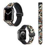 Horlogeband Apple Horlogeband 22 mm (38/40/41/42/44/45 mm) siliconen en echt leer: Picasso