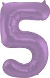 Folat Folieballon Cijfer 5 Paars Metallic Mat - 86 cm