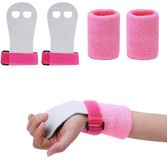 OEM NCD E-Commerce Handel GmbH Gymnastiekhandschoenen voor meisjes, warmte-isolerende kussentjes, comfortabele polsbandjes, trekgrepen en roze bandjes.