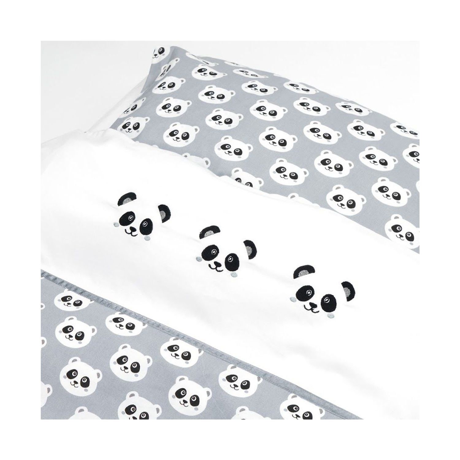Fabs World Panda Dreams Dekbedovertrek Grey 100 x 135 cm