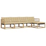 vidaXL Buiten bankenset 5 st Wit en Beige