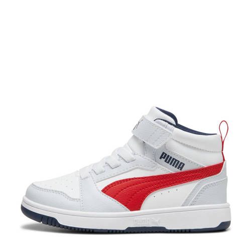 Puma Rebound V6 Mid Sneakers - Light Grey/Black/Red