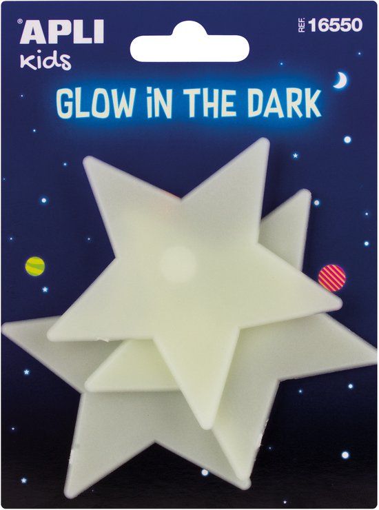 APLI Kids stickers Glow In The Dark ster multicolor 3 stuks speelgoed