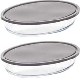 5Five Ovenschaal van borosilicaat glas met deksel - 2x - ovaal - 2.4 Liter - 32 x 21 x 6,7 cm
