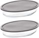 5Five Ovenschaal van borosilicaat glas met deksel - 2x - ovaal - 2.4 Liter - 32 x 21 x 6,7 cm
