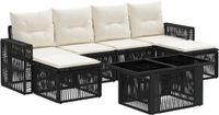 vidaXL Tuinbank Set Zwart Poly Rattan