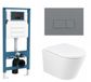 QeramiQ Dely Toiletset - inbouwreservoir Qeramiq Flush - 35mm zitting - kunststof licht grijze bedieningsplaat - rechthoekige knoppen - mat wit