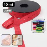 Accessoires SRL LEDUC BV 10 Meter GEKLEURDE KNOOPSGATEN ELASTIEK, Breedte 20MM, Kleur ROOD
