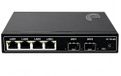 Elfcam® Gigabit Ethernet Switch met 2 SFP-poorten en 4 Ethernet-poorten 10/100/1000 Mbps, Plug & Play onbeheerd, robuust metaal (2 SFP-poorten)