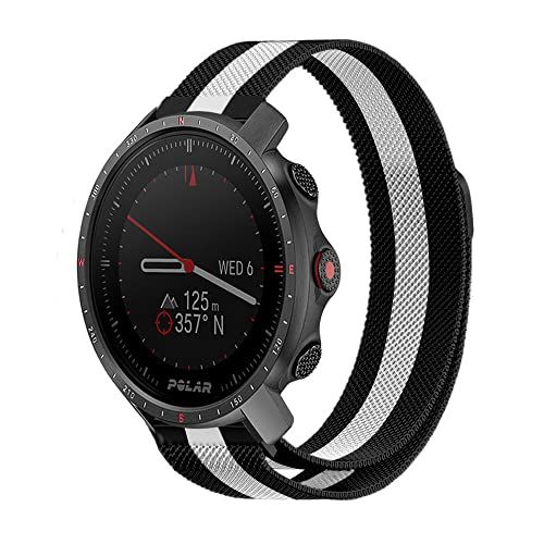 Strap-it Milanese band - zwart/wit - Geschikt voor Polar Grit X Pro