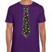 Bellatio Decorations Cadeau T-shirt voor heren - langspeelplaat stropdas - paars - muziek fan S