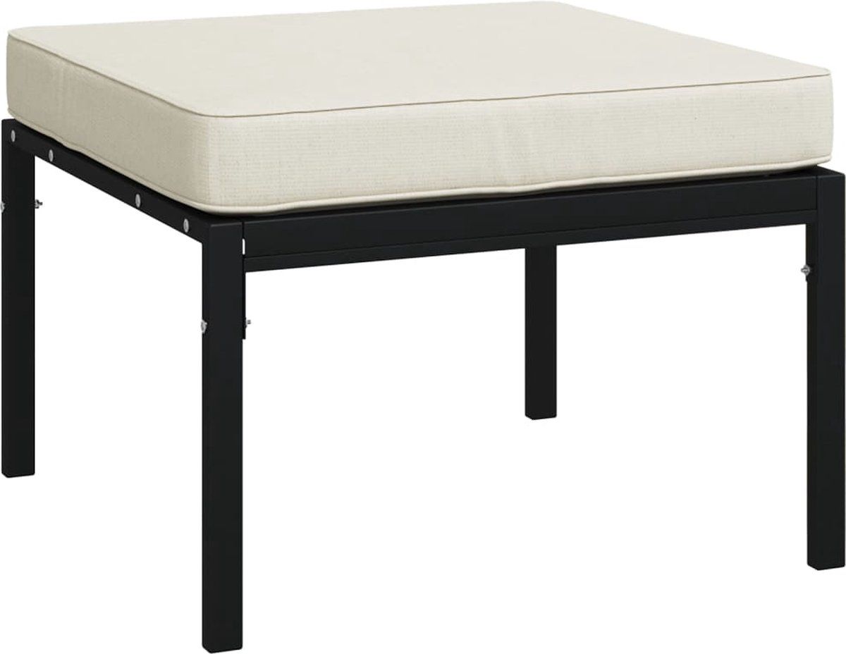 vidaXL 7-delige Loungeset met kussens staal zandkleurig - Zwart - 8720845888282