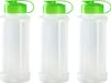 Plasticforte waterfles - 3x stuks - 1100 ml - transparant met dop groen - drinkfles - sport - fitness - bidon