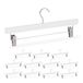 Relaxdays broekhangers, van hout, 35,5 cm breed, met knijpers, 12 stuks, kleerhangers met klemmen, rokhanger, wit