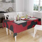 Bonamaison Tafelkleed, Anti-Mold, Sneldrogend, Waterdicht, 100% Polyester Tafellaken, rood Zwart, 140 x 160 Cm