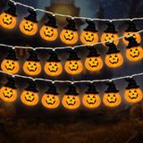 Impact Life Halloween lichtketting op batterijen met pompoen decoratie 3 m 20 leds - waterdichte bat-pompoen-lichtketting warm wit licht voor kinderfeest binnen