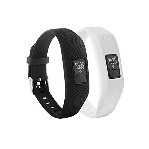 Fit-power - Reservebandjes voor Garmin Vivofit 3/Vivofit JR, siliconen, voor Garmin Vivofit 3 JR (zonder tracker), zwart/wit