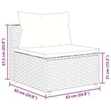 vidaXL 6-delige Loungeset met Kussens, Poly Rattan, Bruin