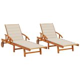 VidaXL Lounge Tuinstoel Gecapitonneerde Zitting Acaciahout Beige