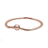 Pandora Moments meerrijige slangenschakelarmband, lengte: 21cm, 14 karaat rosévergulde metaallegering, 589338C00-21
