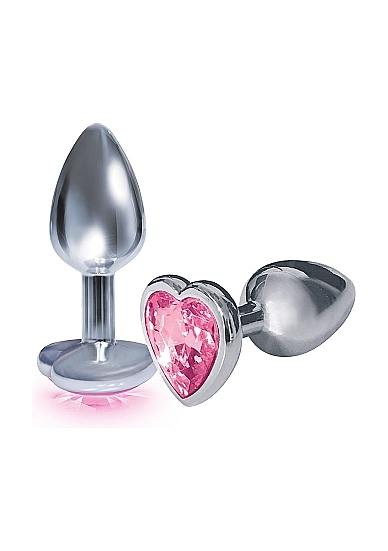 The 9's Bejeweled Heart Stainless Steel Plug - Pink